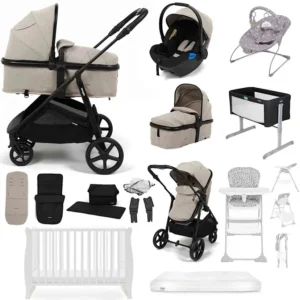 Puggle Monaco XT 2-in-1 Travel System with Cot & Mattress, 14 Pcs Everything You Need Bundle